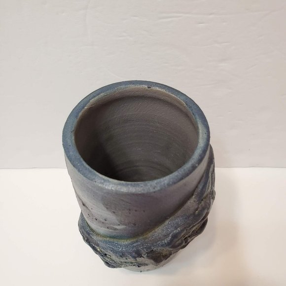 Iridescent Metallic Raku Pottery Vase, Signed - Picture 8 of 11